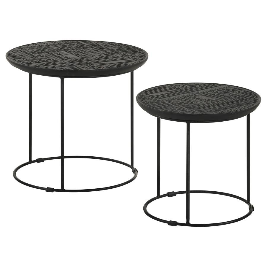 935842_02x900.jpg LOANNIS 2-PIECE ROUND MANGO WOOD NESTING TABLE MATTE BLACK - Image 1