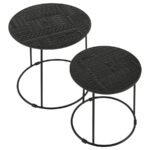 LOANNIS 2-PIECE ROUND MANGO WOOD NESTING TABLE MATTE BLACK - Image 3