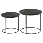 LOANNIS 2-PIECE ROUND MANGO WOOD NESTING TABLE MATTE BLACK - Image 5