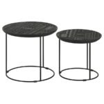 LOANNIS 2-PIECE ROUND MANGO WOOD NESTING TABLE MATTE BLACK - Image 7