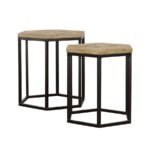 ADGER 2-PIECE HEXAGONAL NESTING TABLES NATURAL AND BLACK