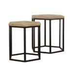 ADGER 2-PIECE HEXAGONAL NESTING TABLES NATURAL AND BLACK - Image 2