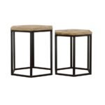 ADGER 2-PIECE HEXAGONAL NESTING TABLES NATURAL AND BLACK - Image 5