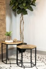 ADGER 2-PIECE HEXAGONAL NESTING TABLES NATURAL AND BLACK - Image 3