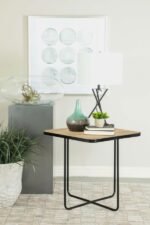 ELYNA SQUARE STONE TOP ACCENT SIDE TABLE BEIGE - Image 2
