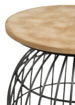 BERNARDO ROUND WIRE FRAME SIDE TABLE NATURAL AND GUNMETAL - Image 4