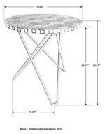 XENIA ROUND BONE INLAY ACCENT SIDE TABLE WHITE AND GOLD - Image 5