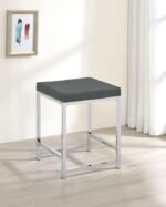AFSHAN UPHOLSTERED SQUARE PADDED VANITY STOOL CHROME - Image 2