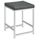 AFSHAN UPHOLSTERED SQUARE PADDED VANITY STOOL CHROME
