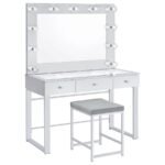 UMBRIDGE UPHOLSTERED SQUARE PADDED CUSHION VANITY STOOL - Image 4