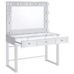 UMBRIDGE 3-DRAWER VANITY SET WITH LIGHTING CHROME AND WHITE - Image 3