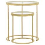 MAYLIN 2-PIECE ROUND GLASS TOP NESTING TABLE SET GOLD - Image 3