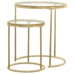 MAYLIN 2-PIECE ROUND GLASS TOP NESTING TABLE SET GOLD - Image 4