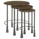 DEJA 3-PIECE ROUND NESTING TABLE SET NATURAL AND GUNMETAL