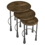 DEJA 3-PIECE ROUND NESTING TABLE SET NATURAL AND GUNMETAL - Image 3