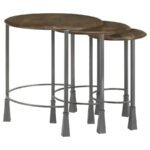 DEJA 3-PIECE ROUND NESTING TABLE SET NATURAL AND GUNMETAL - Image 6
