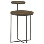 YAEL ROUND MANGO WOOD ACCENT SIDE TABLE NATURAL AND GUNMETAL