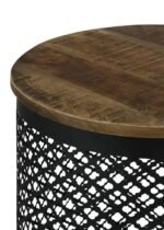 AURORA ROUND DRUM BASE ACCENT SIDE TABLE NATURAL AND BLACK - Image 5