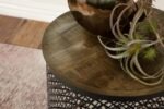 AURORA ROUND DRUM BASE ACCENT SIDE TABLE NATURAL AND BLACK - Image 6