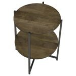 AXEL ROUND ACCENT TABLE WITH OPEN SHELF NATURAL AND GUNMETAL - Image 3