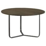 YARITZA ROUND MANGO WOOD COFFEE TABLE NATURAL AND GUNMETAL