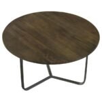 YARITZA ROUND MANGO WOOD COFFEE TABLE NATURAL AND GUNMETAL - Image 3