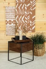 ONDREJ SQUARE ACCENT SIDE TABLE REMOVABLE TRAY DARK BROWN - Image 2