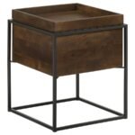 ONDREJ SQUARE ACCENT SIDE TABLE REMOVABLE TRAY DARK BROWN