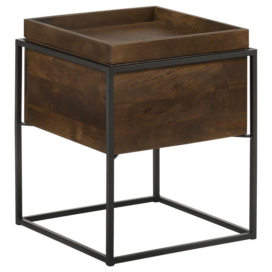 936007_02x900.jpg ONDREJ SQUARE ACCENT SIDE TABLE REMOVABLE TRAY DARK BROWN - Image 1