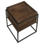 ONDREJ SQUARE ACCENT SIDE TABLE REMOVABLE TRAY DARK BROWN - Image 3