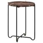 LATIFA ROUND MARBLE TOP ACCENT SIDE TABLE RED AND BLACK