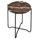 LATIFA ROUND MARBLE TOP ACCENT SIDE TABLE RED AND BLACK - Image 3