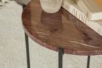 LATIFA ROUND MARBLE TOP ACCENT SIDE TABLE RED AND BLACK - Image 7