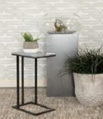 VICENTE MARBLE TOP C-SHAPED SOFA SIDE TABLE GREY - Image 2