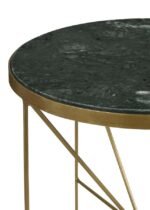ELISKA ROUND GREEN MARBLE TOP ACCENT SIDE TABLE ANTIQUE GOLD - Image 4