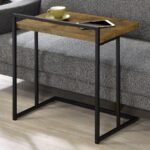 DANI RECTANGULAR C-SHAPED SOFA SIDE TABLE RUSTIC NUTMEG - Image 2