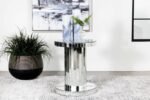 DORIELLE ROUND MIRRORED ACRYLIC CRYSTAL SIDE TABLE SILVER - Image 2