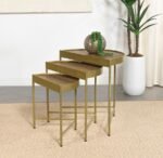 TRISTEN 3-PIECE DEMILUNE NESTING TABLE BROWN AND GOLD - Image 2