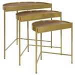 TRISTEN 3-PIECE DEMILUNE NESTING TABLE BROWN AND GOLD