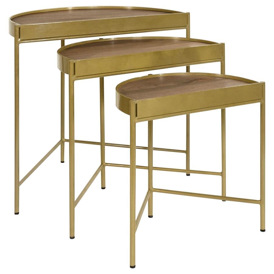 936156_02x900.jpg TRISTEN 3-PIECE DEMILUNE NESTING TABLE BROWN AND GOLD - Image 1