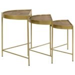 TRISTEN 3-PIECE DEMILUNE NESTING TABLE BROWN AND GOLD - Image 4