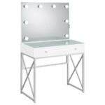 ELIZA VANITY SET WITH LIGHTING & STOOL WHITE AND CHROME - Image 3