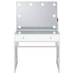 ELIZA VANITY SET WITH LIGHTING & STOOL WHITE AND CHROME - Image 5