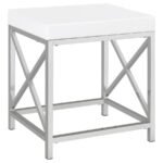ELIZA VANITY SET WITH LIGHTING & STOOL WHITE AND CHROME - Image 10