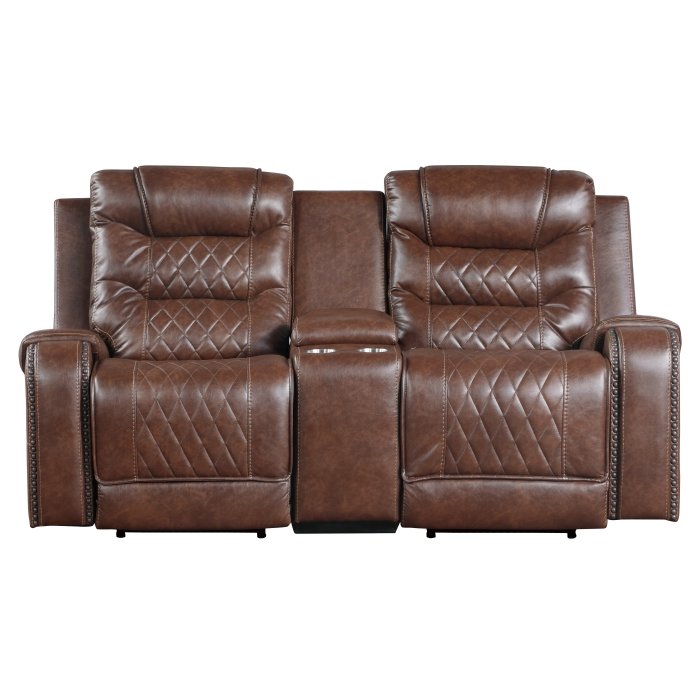 9405BR-2PW_noBG__l.jpg 9405BR-2PW Power Double Reclining Love Seat with Center Console, Receptacles and USB Ports - Image 1