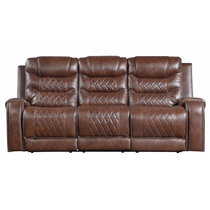 9405BR-3_noBG_f__l.jpg 9405BR-3 Double Reclining Sofa with Center Drop-Down Cup Holders, Receptacles and USB Ports - Image 1