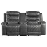 9405GY-2 Double Glider Reclining Love Seat with Center Console, Receptacles and USB Port