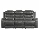 9405GY-3PW Power Double Reclining Sofa with Center Drop-Down Cup Holders, Receptacles and USB Ports