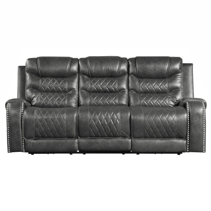 9405GY-3PW_noBG__l.jpg 9405GY-3PW Power Double Reclining Sofa with Center Drop-Down Cup Holders, Receptacles and USB Ports - Image 1