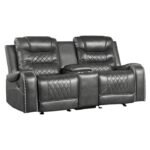 9405GY-2 Double Glider Reclining Love Seat with Center Console, Receptacles and USB Port - Image 2